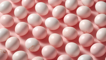 ガーリーで明るい印象のイースターエッグパターン背景素材.生成AI