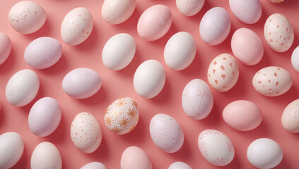 かわいい雰囲気を作れるピンク背景のイースターエッグ柄パターン.生成AI
