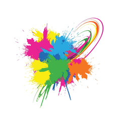 A colorful abstract art piece with paint splatters