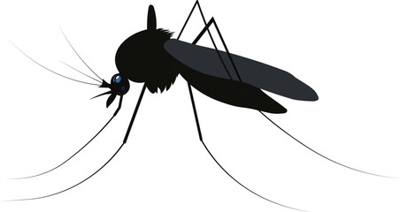 Mosquito Silhouette Profile Icon, Pest Control and Disease Prevention Concept for Malaria and Zika Awareness