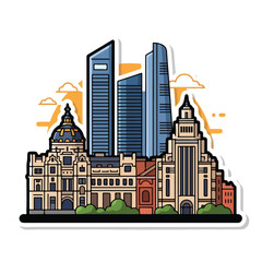 Obraz premium Cityscape with Modern and Historic Buildings.