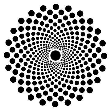 Abstract Optical Illusion Spiral with Hexagonal Dots in Minimal Style