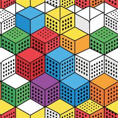 Colorful 3D Cubes with Dots Pattern.