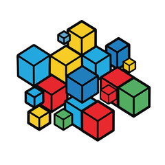 Colorful 3D Cubes Illustration Artwork Design.