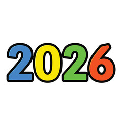 Colorful 2026 Text Graphic Design Element.