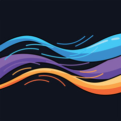 Colorful Abstract Wavy Lines on Black.