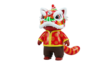 Red Panda in Lion Dance Costume