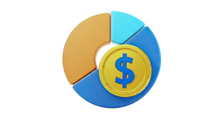 3D Pie Chart with Dollar Coin