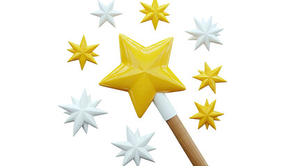 Magic Wand with Golden Star and Surrounding Stars
