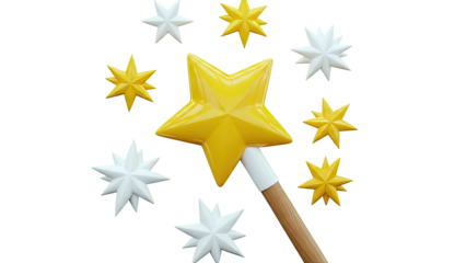 Magic Wand with Golden Star and Surrounding Stars