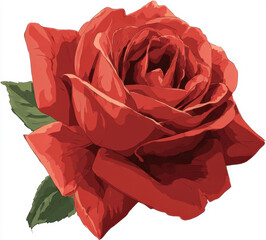 Naklejka premium Beautiful red rose illustration showcasing intricate details and vibrant colors, perfect for conveying love and passion in various designs