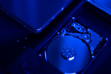 Close-up, Hard Drive, Working, Reparing, Writing, Reading.