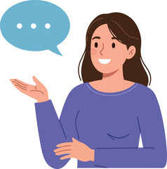 Fototapeta premium Woman Talking With Speech Bubble Flat Design Icon