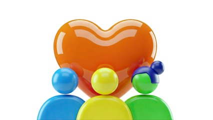 Colorful figures and heart symbol