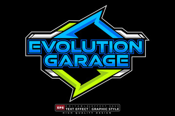 Evolution garage editable logo with bold text and dynamic geometric background