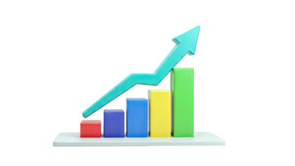 3D Bar Chart with Upward Arrow