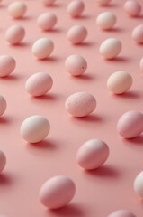 かわいいピンクのイースターエッグ柄が整列した縦型の春向け背景デザイン. 生成AI