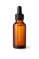 Fototapeta premium Amber Glass Dropper Bottle Isolated on White Background