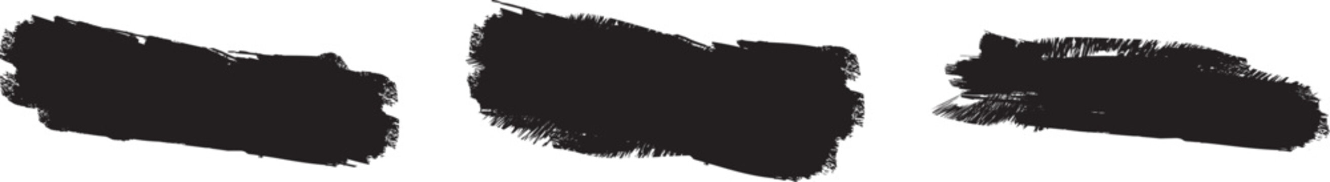 Rough black paint swatch set with handmade brush texture