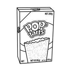 Cartoon Pop Tarts box illustration black white