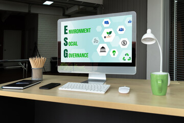 ESG environmental social governance policy for modish business to set a standard to achieve high ESG score