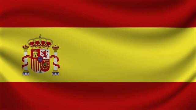 Spain Flag National Banner Waving Animation Looping Video