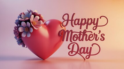 Heart shaped gift adorned with delicate blossoms and a Happy Mothers Day message