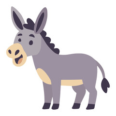 Obraz premium cartoon cute donkey animal flat color vector illustration template design