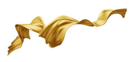 Luxury gold fabric on transparent background with copy space 3D render