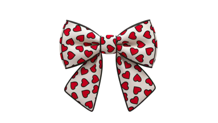 Bow with Red Hearts Pattern