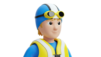 Cartoon Boy with Goggles and Life Vest
