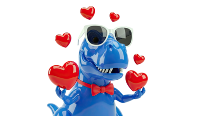 Cool Dinosaur with Hearts