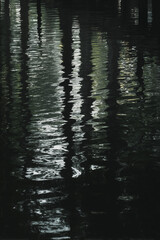 composition calm water, Serene water surface with light reflections and shadows