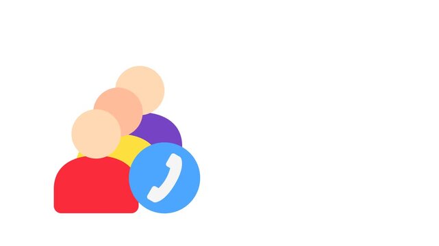 Call Queue Flat Animation 2D Cartoon 4K Video with member group and call. Relate To Product Offering, Marketing, Commerce And Shopping. Editable On Transparent Background Alpha Channel.