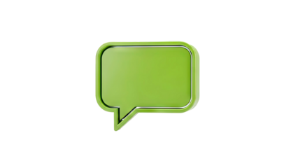 Green speech bubble with silver trim