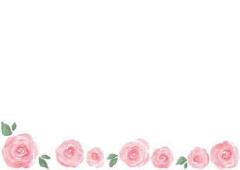水彩風ピンクのバラのフレームイラスト｜やさしく上品な花のデザイン