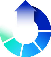 5 Step growth process diagram infographic, Circle of arrows 