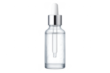 Clear glass dropper bottle serum mockup applying skincare