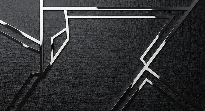 Elegant black background adorned with gleaming silver geometric patterns