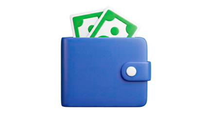 Blue wallet with money
