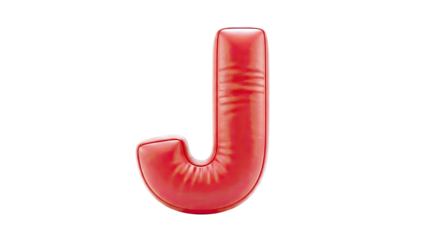 Red inflatable letter J on a white background