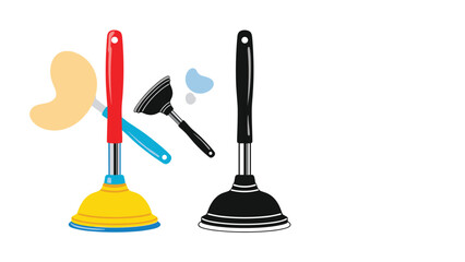 Group of plungers with different handle and bell designs for various plumbing tasks and cleaning emergencies around the home.