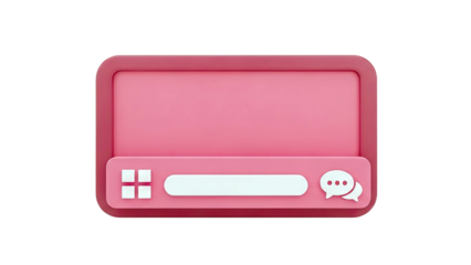 3D Pink Chat Window with Icons