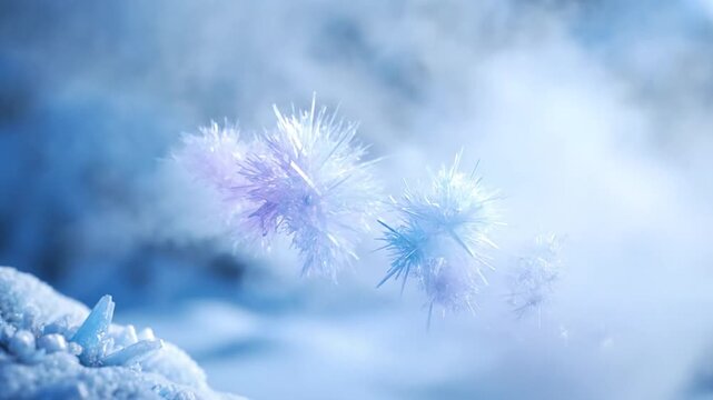 Captivating Crystal Formations amidst Frosty Haze: A Mesmerizing Display of Winter's Beauty