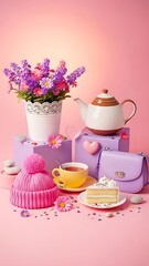 Vintage tea party with pastries and florals