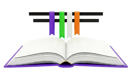 Open Book with Colorful Bookmarks