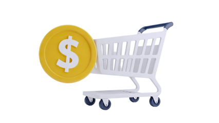 Shopping cart with dollar coin