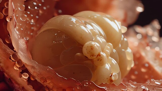 Close-up of pomegranate seeds with water droplets