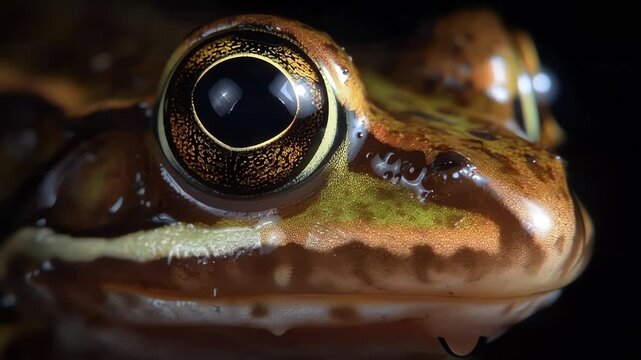 Close-up of a beautiful brown frog with big eyes