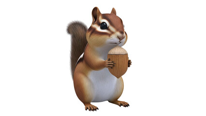 Cute Cartoon Chipmunk Holding an Acorn